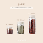 JARU - Jar Kaca Borosilikat Food Grade Tempat Bumbu Rempah Kopi Gula Teh Kaca Kedap Udara Free Sticker