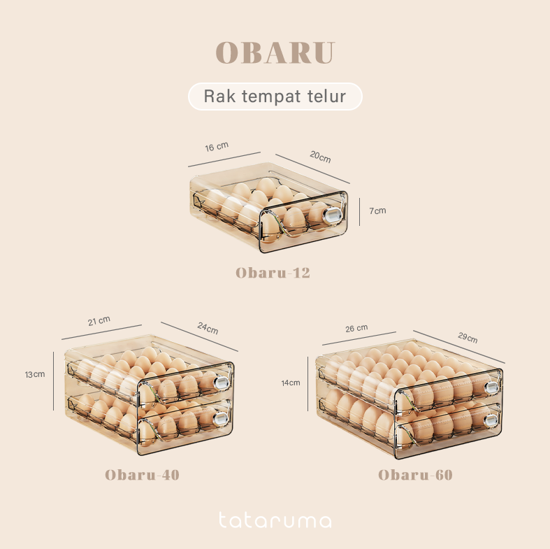 OBARU - Rak Tempat Telur Laci Tingkat Egg Storage Box Organizer Kulkas