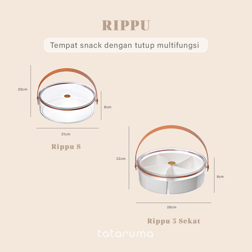 RIPPU - Tempat Makanan Snack Kacang Permen Toples Lebaran Jar Food Storage Sekat Dengan Tutup Dan Handle Multifungsi