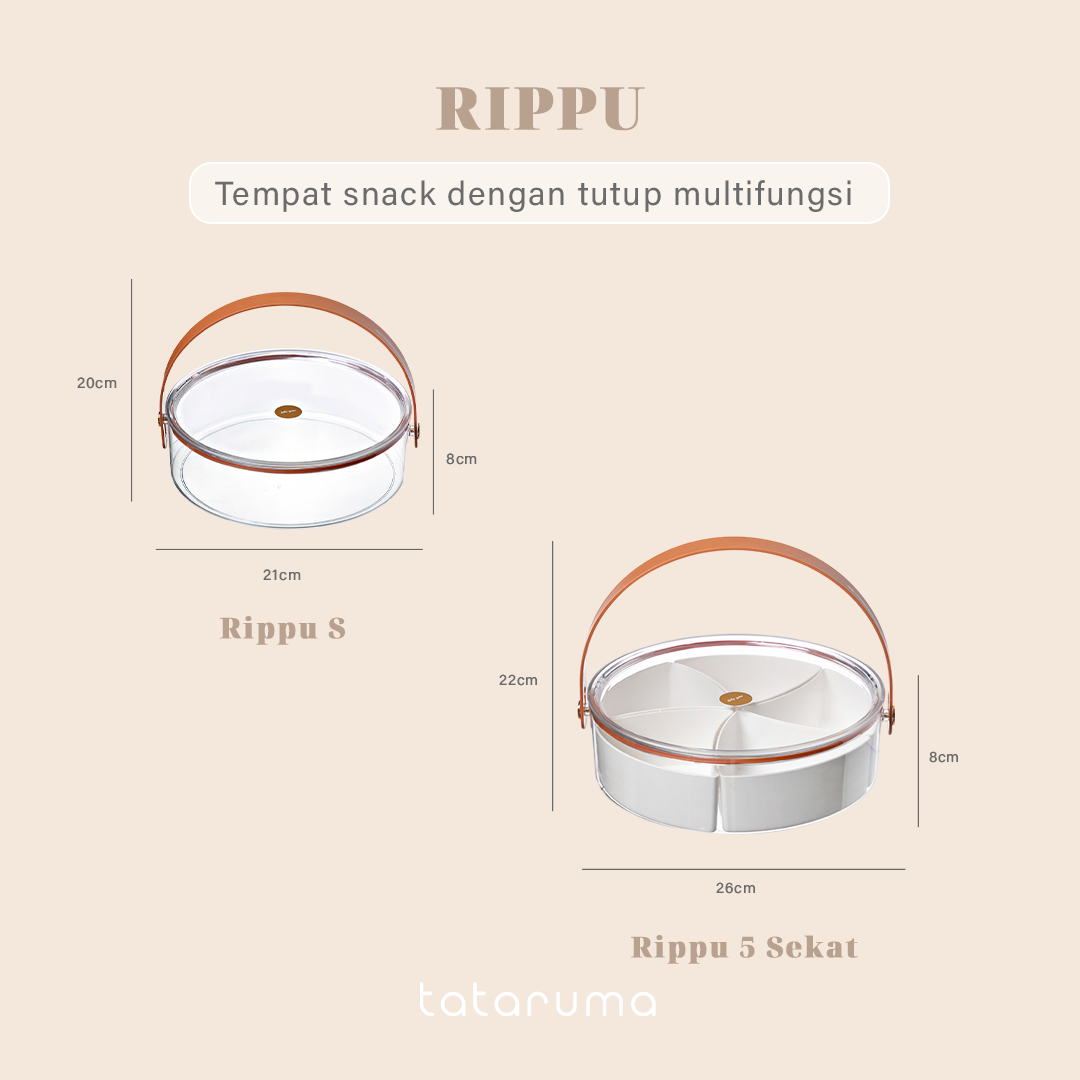 RIPPU - Tempat Makanan Snack Kacang Permen Toples Lebaran Jar Food Storage Sekat Dengan Tutup Dan Handle Multifungsi