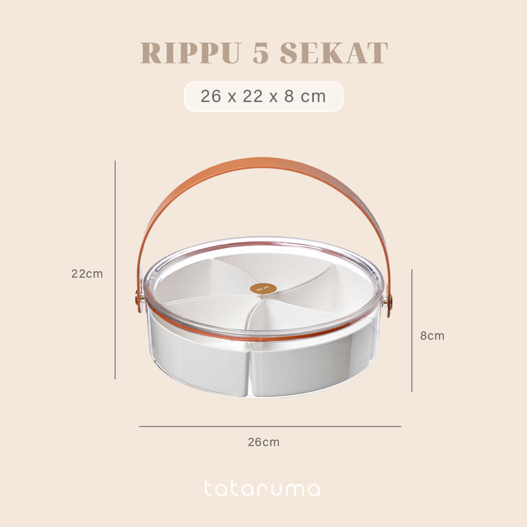 RIPPU - Tempat Makanan Snack Kacang Permen Toples Lebaran Jar Food Storage Sekat Dengan Tutup Dan Handle Multifungsi