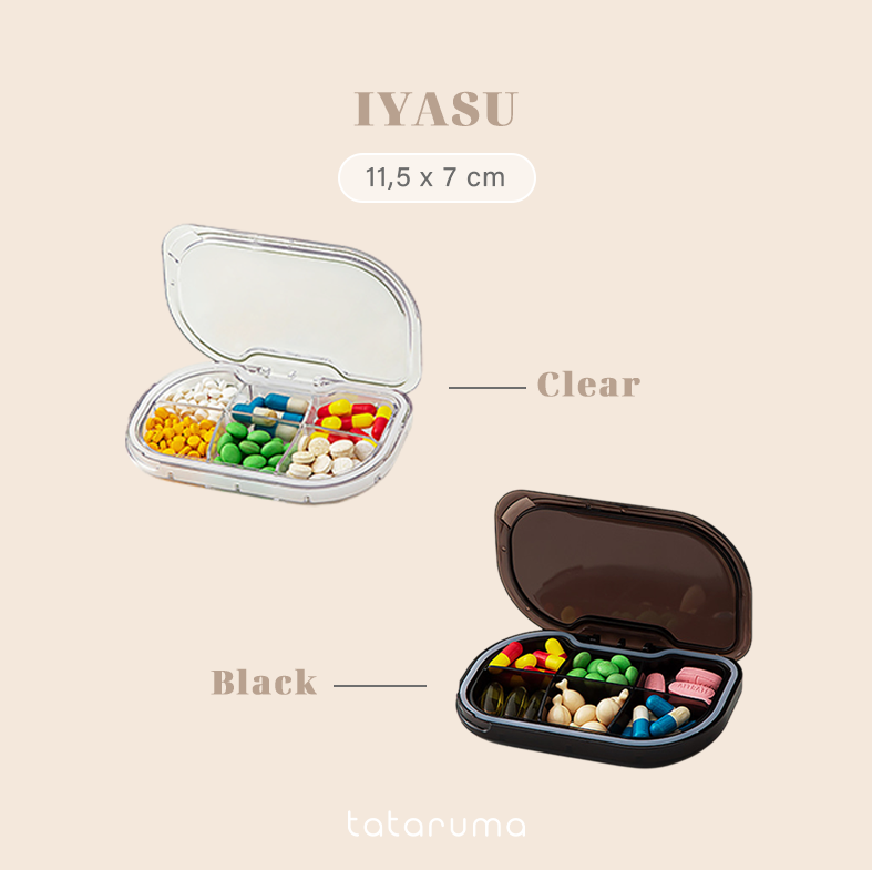 IYASU - Kotak Tempat Pill Obat 6 Sekat Portable Medicine Storage Box Travel