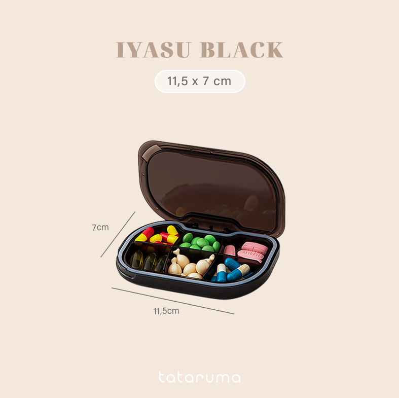 IYASU - Kotak Tempat Pill Obat 6 Sekat Portable Medicine Storage Box Travel
