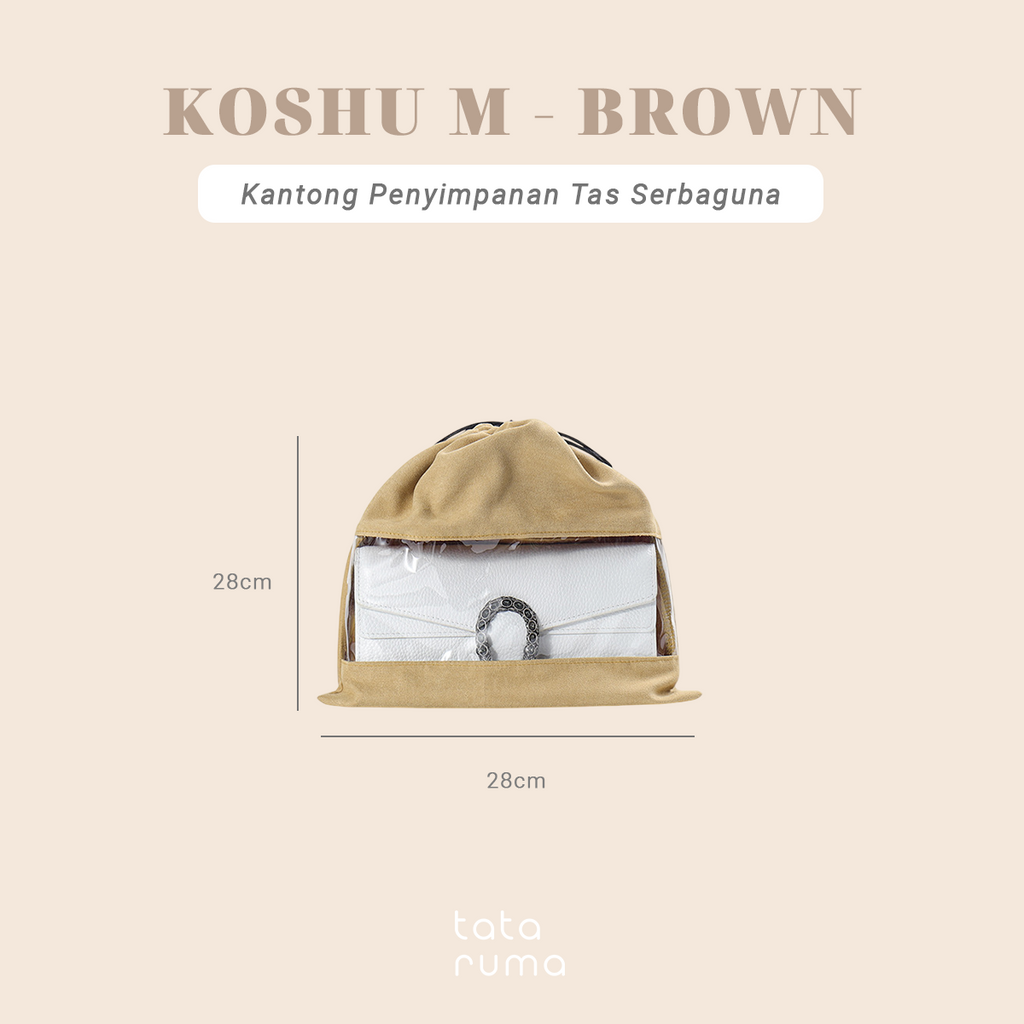 KOSHU BLUDRU - Organizer Tas Bludru Serut Transparan Kantong PVC Anti Debu Lembab