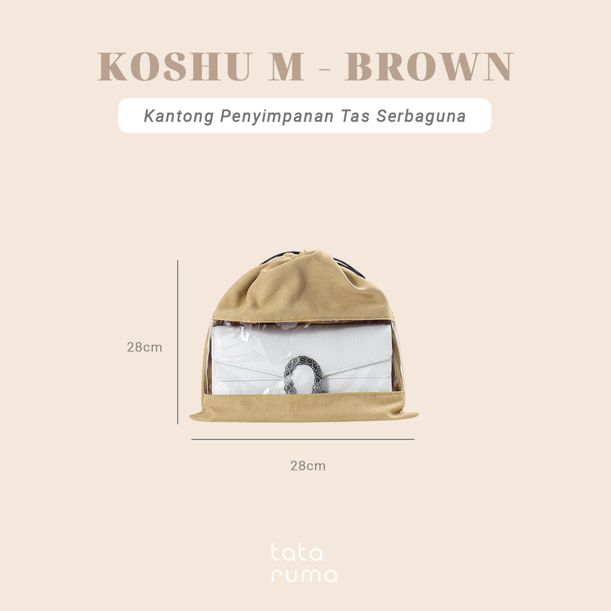 KOSHU BLUDRU - Organizer Tas Bludru Serut Transparan Kantong PVC Anti Debu Lembab