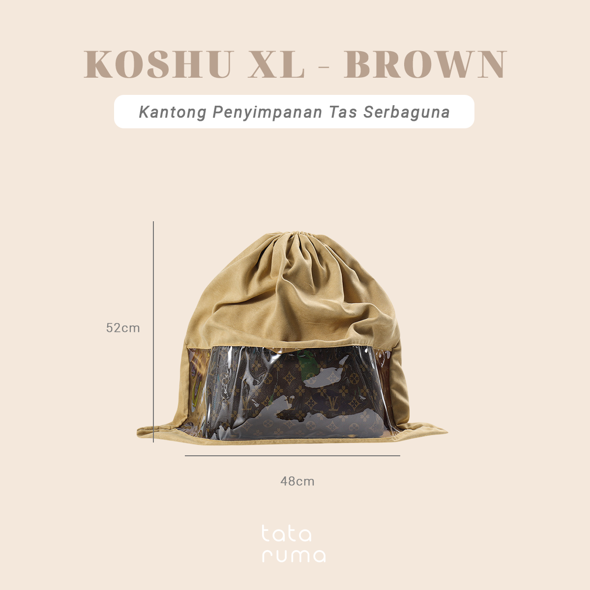 KOSHU BLUDRU - Organizer Tas Bludru Serut Transparan Kantong PVC Anti Debu Lembab