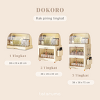 DOKORO - Rak Pengering Piring Gelas Mangkuk Tingkat Tertutup Anti Debu
