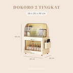 DOKORO - Rak Pengering Piring Gelas Mangkuk Tingkat Tertutup Anti Debu
