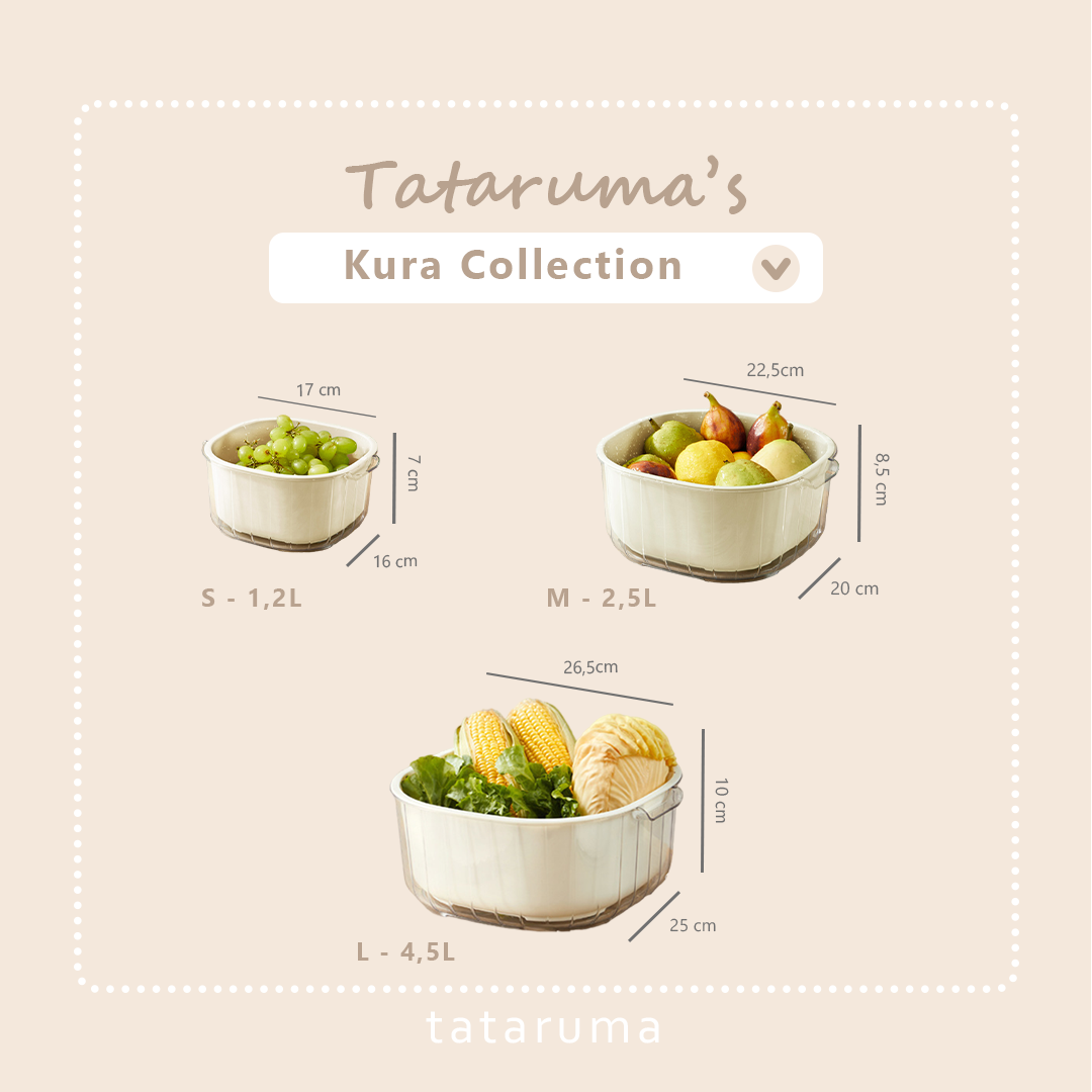 KURA - Wadah Cuci Peniris Food Grade Baskom Buah Sayur Dua Lapis Double Layer