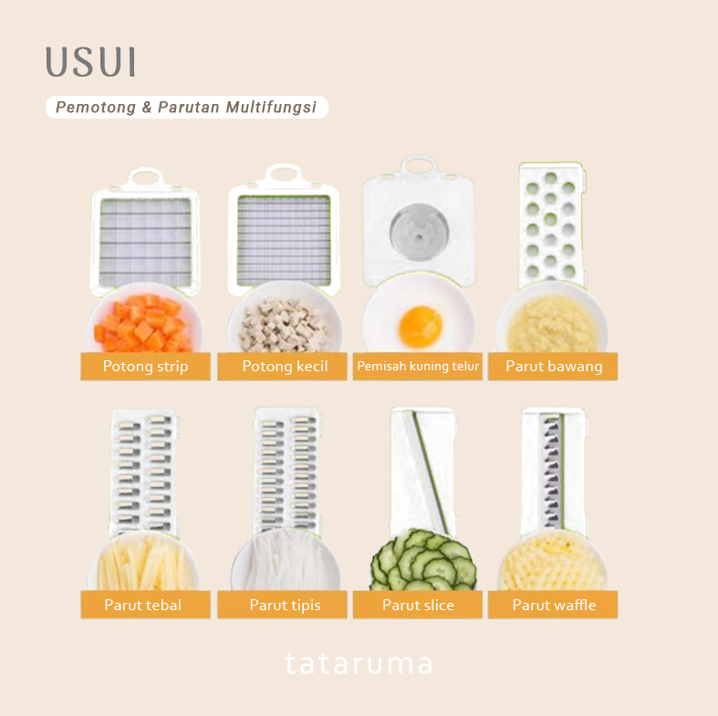 USUI - Pemotong Sayur Multifungsi 8 in 1 Potong Parut Dadu Bawang Kentang Wortel Timun