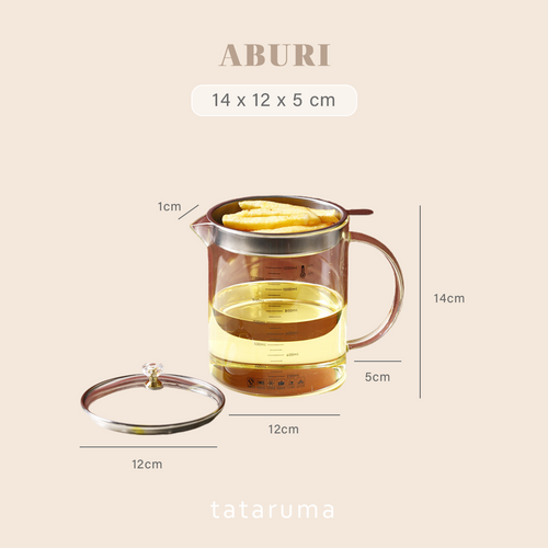 ABURI - Oil Pot 1,5L dengan Filter Tempat Penyimpanan Minyak Kaca Borosilikat dengan Tutup Handle