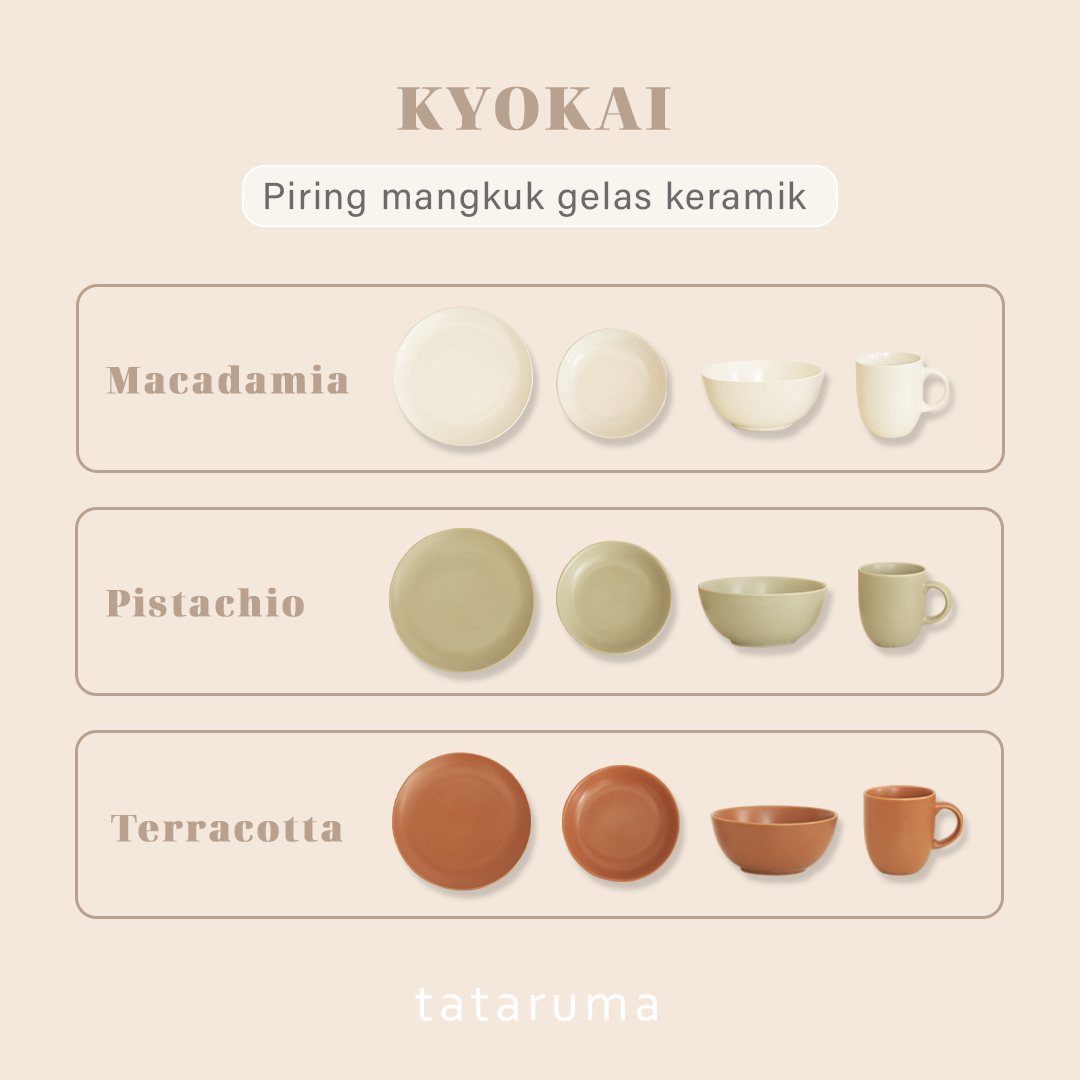 KYOKAI SET 4 IN 1 - Set Piring Mangkuk Gelas Soup Keramik Dishwasher Microwave Safe Premium