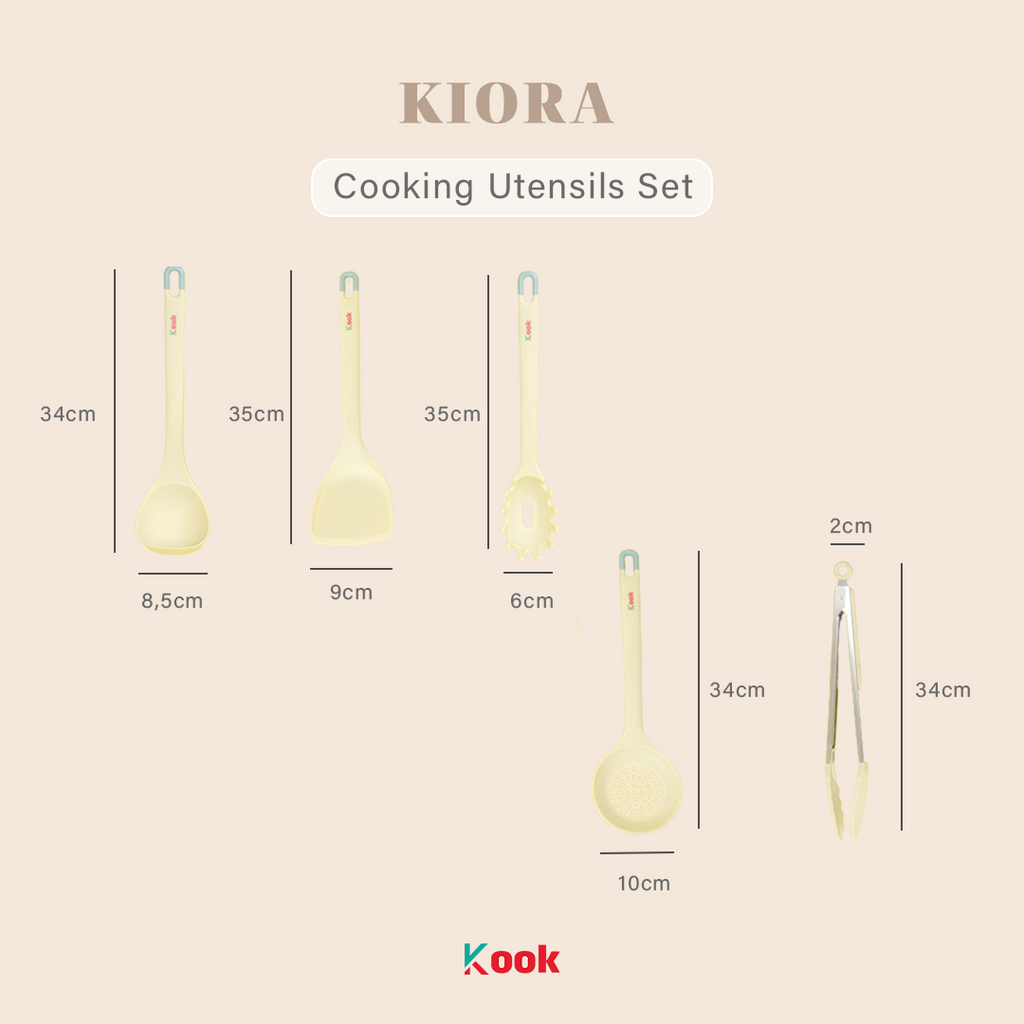 KOOK Kiora - Silicone Cooking Kitchen Utensil Set Peralatan Masak Silikon 5 PCS Food Grade BPA Free