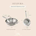 KOOK TEXTURA [BUNDLE] Fry Pan + Wok Pan ri-ply Fully Clad Textured Stainless Steel 18/10 Zero Coating SUS 304 Interior 403 Exterior Non-toxic PFOA PTFE Free Grafir Nama Engrave Gift Housewarming Wedding Birthday Hampers