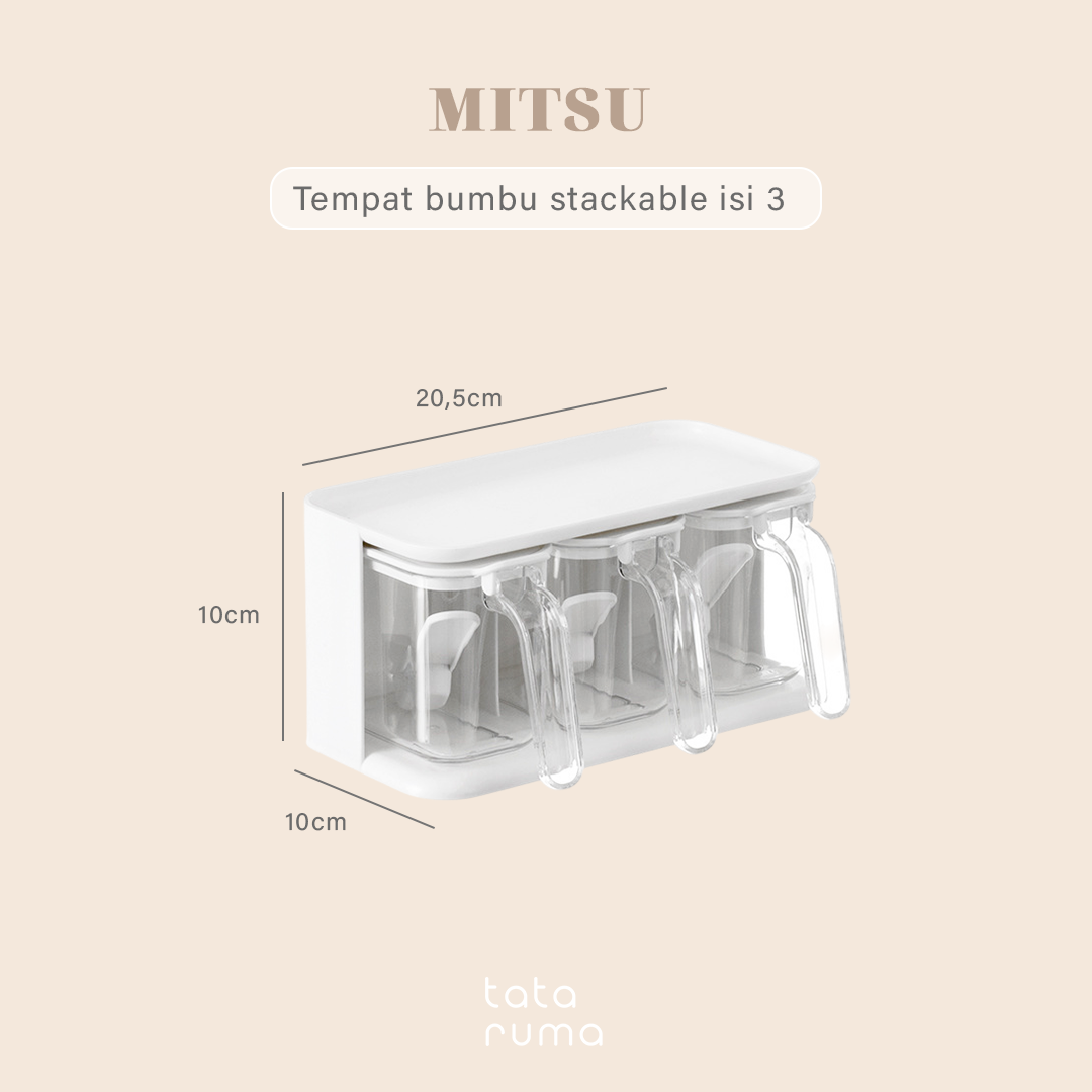 MITSU - Tempat Bumbu Jar Seasoning 3 in 1 dengan Sendok