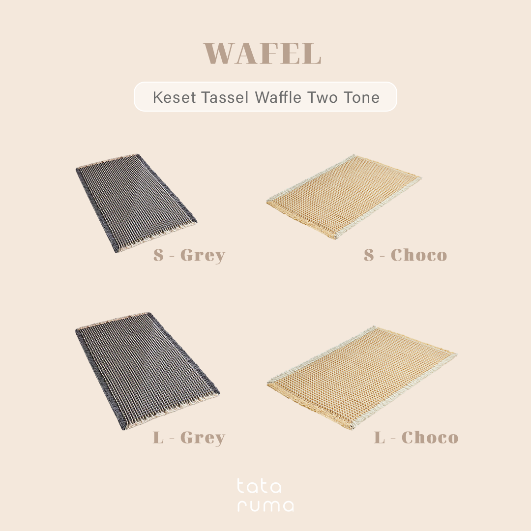 WAFEL - Keset Kamar Tassel Waffle Two Tone Anti Slip Penyerap Air