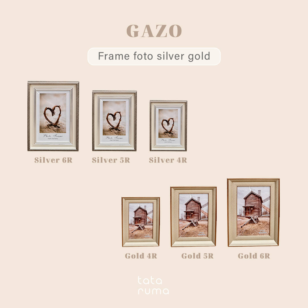 GAZO - Frame Bingkai Foto Figura Gold dan Silver 4R/5R/6R Minimalis