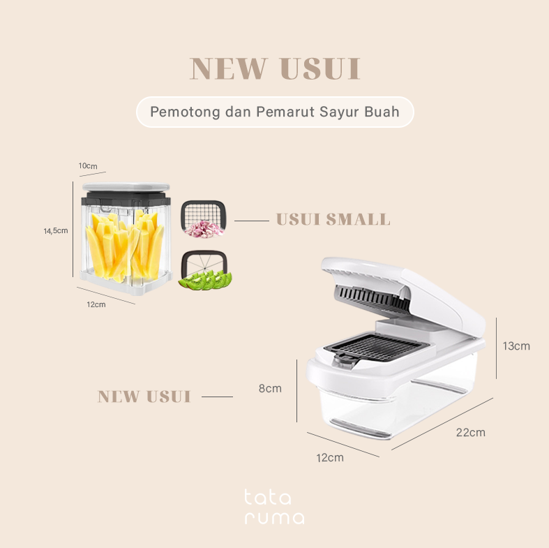 NEW USUI - Pemotong Sayur Premium Multifungsi 8 in 1 Potong Parut Dadu Bawang Kentang Wortel Timun