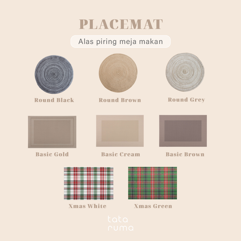 PLACEMAT - Alas Tatakan Piring Gelas Meja Makan PVC Tahan Air
