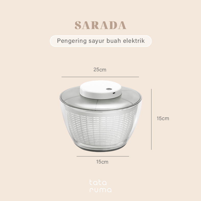 SARADA - Salad Spinner Bowl Peniris Pengering Putar Sayur Buah Elektrik