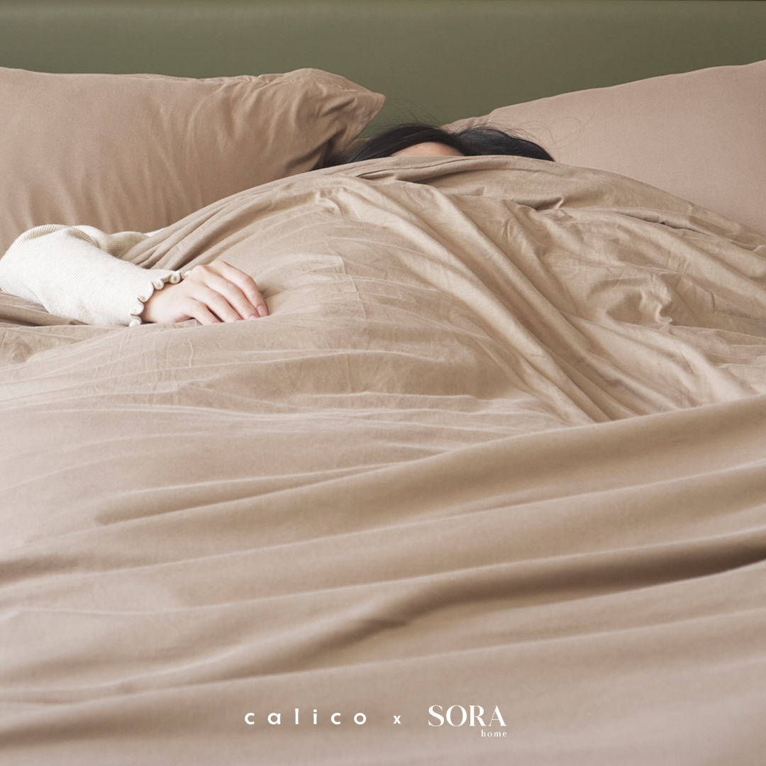 SORA CALICO Jersey Quilt Cover - 100% Organic Jersey Cotton Penutup Selimut Zipper Resleting Bertali Penutup Selimut Dalam Inner Duvet Bedcover Goose Feel Bulu Angsa Tebal Empuk Fluffy