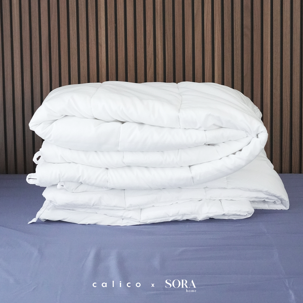 SORA CALICO Jersey Quilt Cover - 100% Organic Jersey Cotton Penutup Selimut Zipper Resleting Bertali Penutup Selimut Dalam Inner Duvet Bedcover Goose Feel Bulu Angsa Tebal Empuk Fluffy