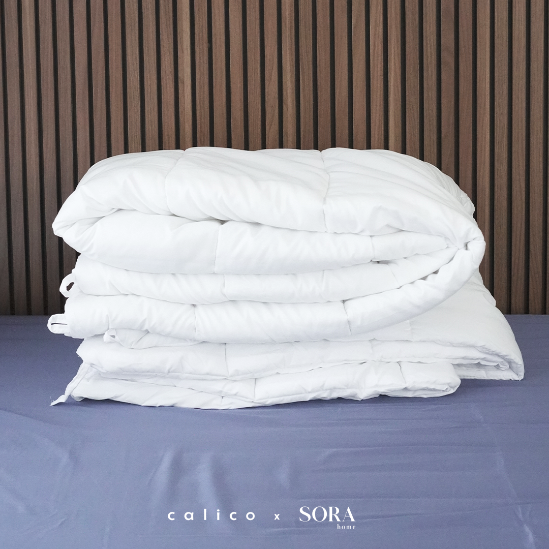 SORA CALICO Jersey Quilt Cover - 100% Organic Jersey Cotton Penutup Selimut Zipper Resleting Bertali Penutup Selimut Dalam Inner Duvet Bedcover Goose Feel Bulu Angsa Tebal Empuk Fluffy