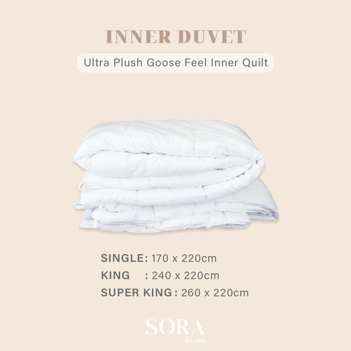 SORA Inner Duvet - Selimut Dalam Inner Duvet Bedcover Goose Feel Bulu Angsa Tebal Empuk Fluffy