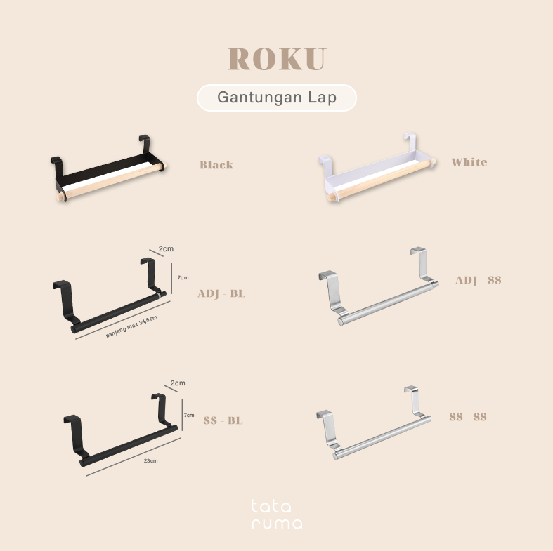 ROKU STAINLESS - Gantungan Cantolan dengan Palang Stainless Gantung Lap Celemek Handuk Tissue