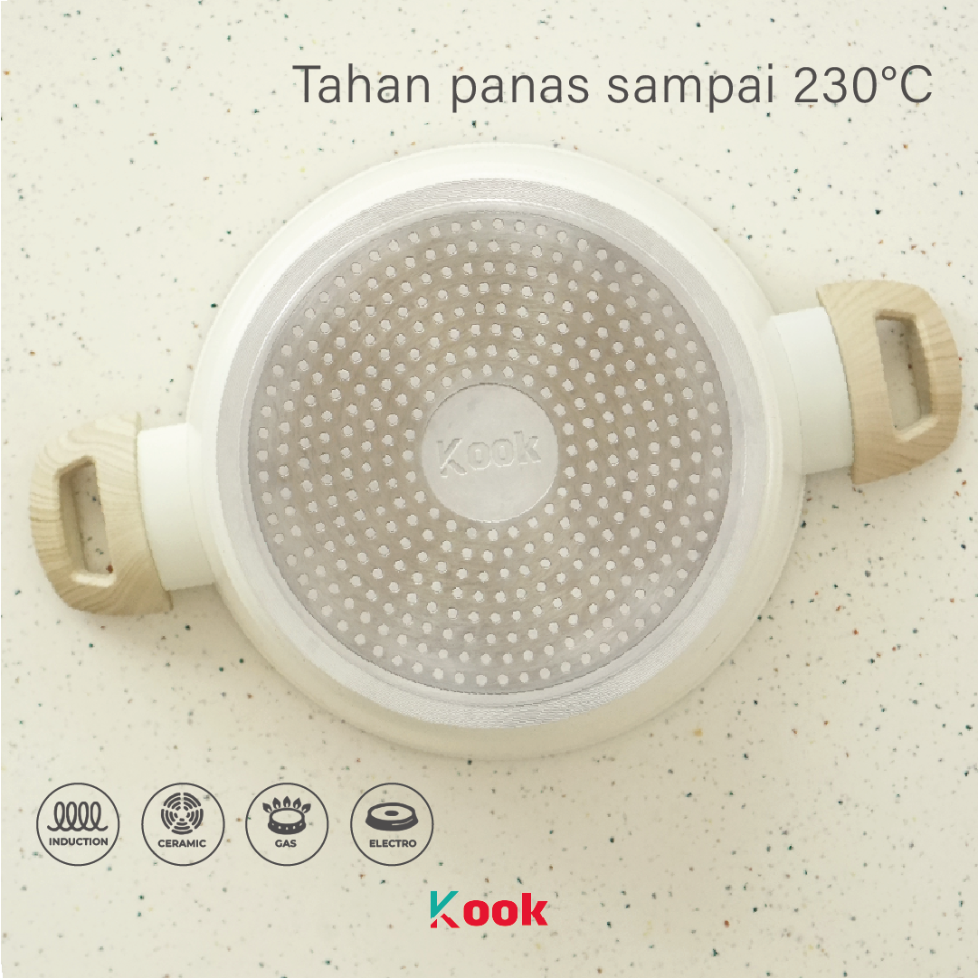 KOOK [BUNDLE PAN+5 SUTIL] CASSEROLE + KIORA 5pcs Utensils - Alat Masak Panci Besar Anti Lengket Jumbo Non-toxic Ceramic Non-stick Pan Silicone Cooking Kitchen Utensil Telur Cetak Sosis Sayur Pancake Martabak
