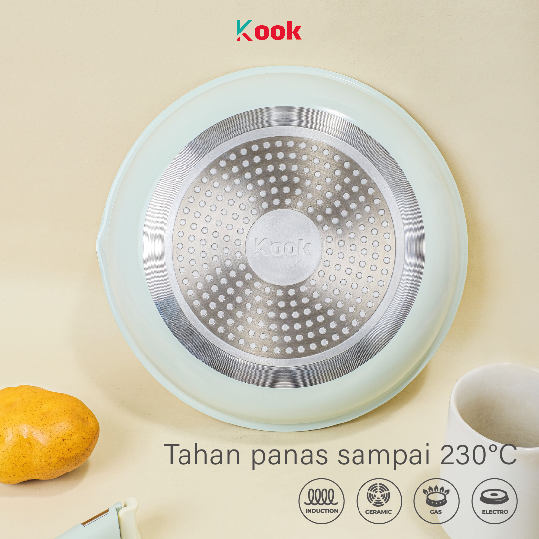 KOOK [BUNDLE PAN+5 SUTIL] 6IN1 PAN SET + KIORA 5pcs Utensils - Non-toxic Ceramic Non-stick Pan Gagang Lepas Pasang Silicone Cooking Kitchen Utensil Telur Cetak Sosis Sayur Pancake Martabak Non-toxic Ceramic Non-stick Pan
