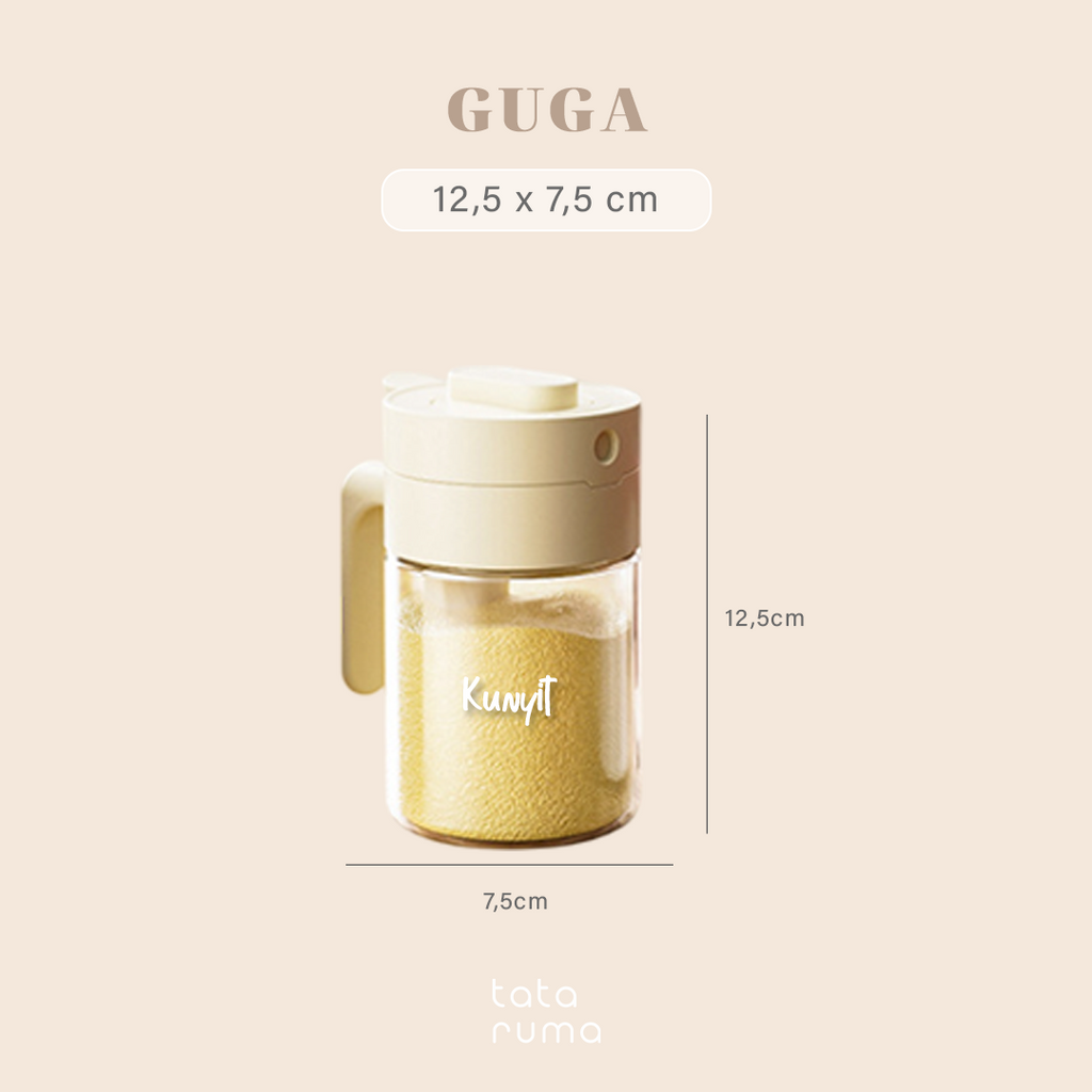 GUGA - Tempat Bumbu Kaca 2 in 1 Multifungsi Tuang dan Sendok