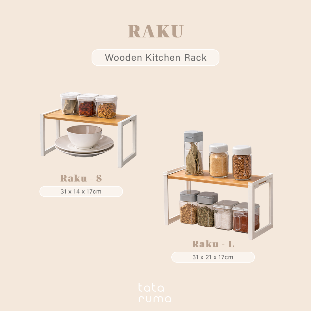 RAKU - Wooden Kitchen Rack Stackable Tempat Bumbu Organizer Multifungsi