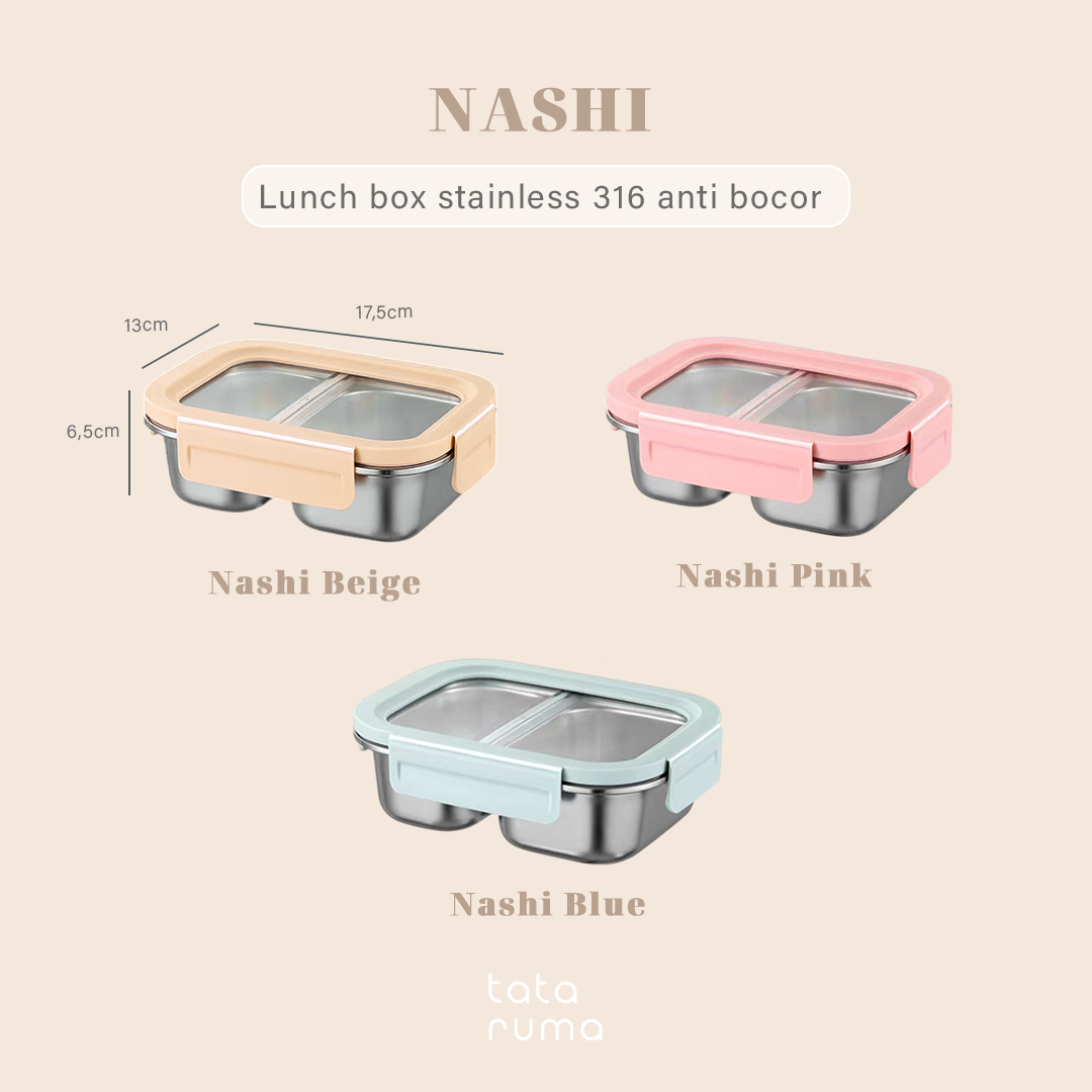 NASHI - Lunch Box Stainless 316 Sekat Kotak Bekal Anti Bocor Tumpah