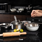 KOOK TEXTURA Fry Pan 24cm Tri-ply Fully Clad Textured Stainless Steel 18/10 Zero Coating SUS 316 Interior 403 Exterior Non-toxic PFOA PTFE Free Grafir Nama Engrave Gift Housewarming Wedding Birthday Hampers