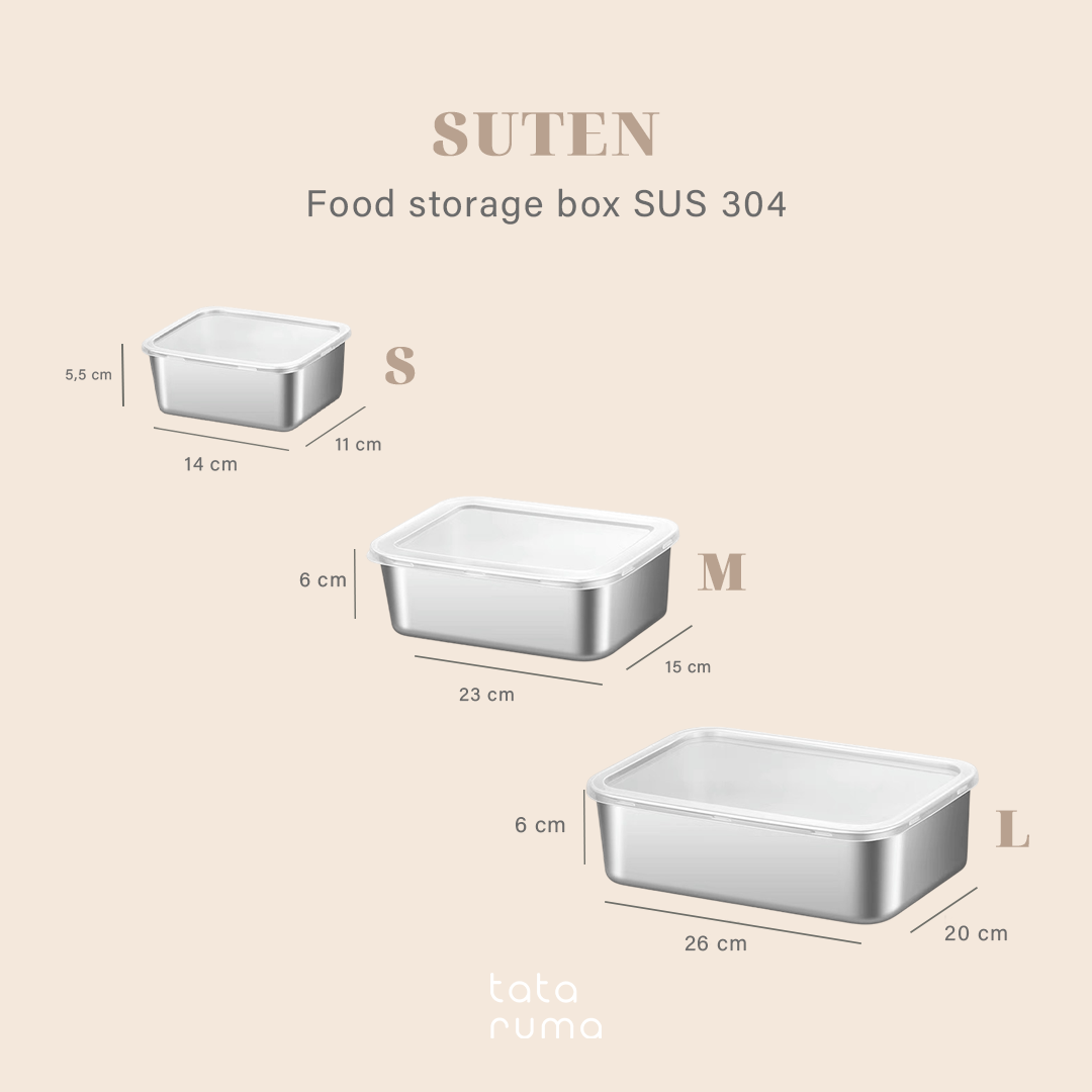 SUTEN - Food Box Storage Stainless Steel 304 Penyimpanan Makanan Kulkas dengan Penutup