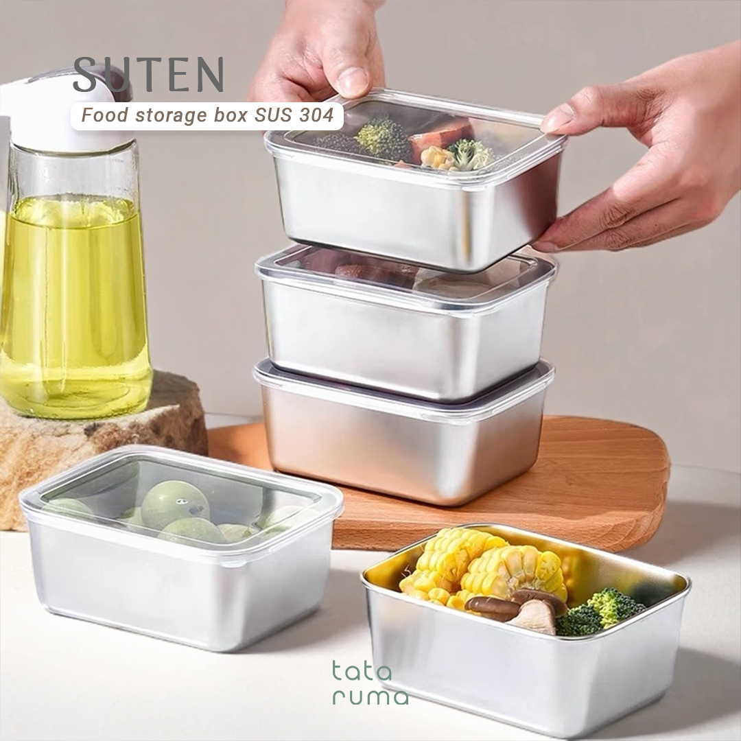 SUTEN - Food Box Storage Stainless Steel 304 Penyimpanan Makanan Kulkas dengan Penutup
