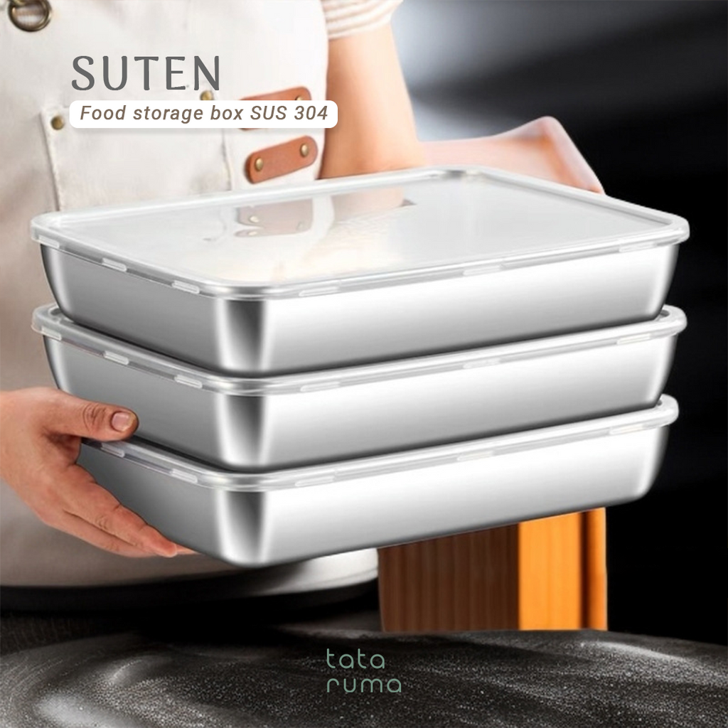 SUTEN - Food Box Storage Stainless Steel 304 Penyimpanan Makanan Kulkas dengan Penutup