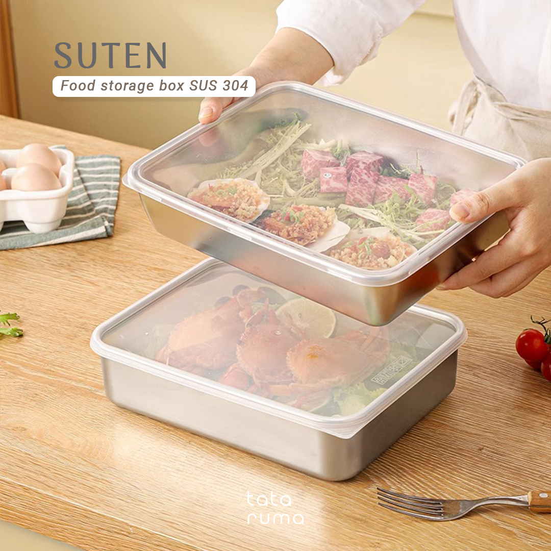 SUTEN - Food Box Storage Stainless Steel 304 Penyimpanan Makanan Kulkas dengan Penutup