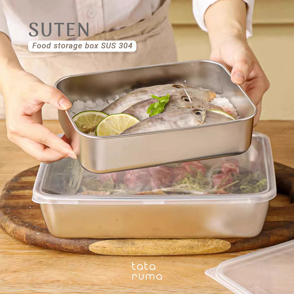 SUTEN - Food Box Storage Stainless Steel 304 Penyimpanan Makanan Kulkas dengan Penutup