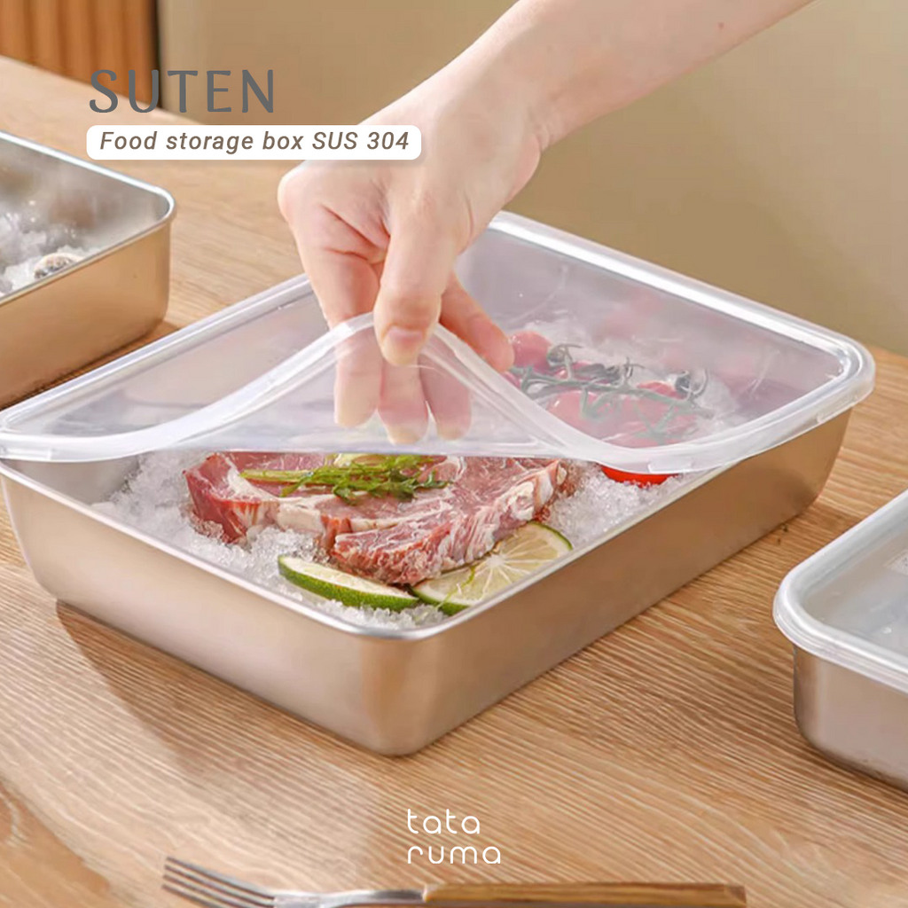 SUTEN - Food Box Storage Stainless Steel 304 Penyimpanan Makanan Kulkas dengan Penutup