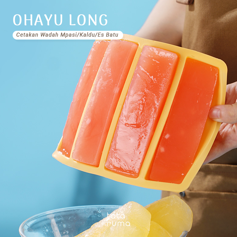 OHAYU LONG - Cetakan Wadah MPASI/Kaldu/Es Batu BPA FREE Sekat Food Prep Nasi Lauk Porsian Silicone Tahan Panas Dingin