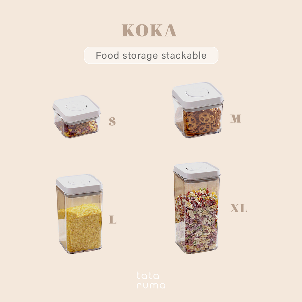 KOKA - Toples Wadah Cemilan Snack Press-Type Sealed Jar Minimalis Estetik Transparan Bening Clear Storage Jar Food Container