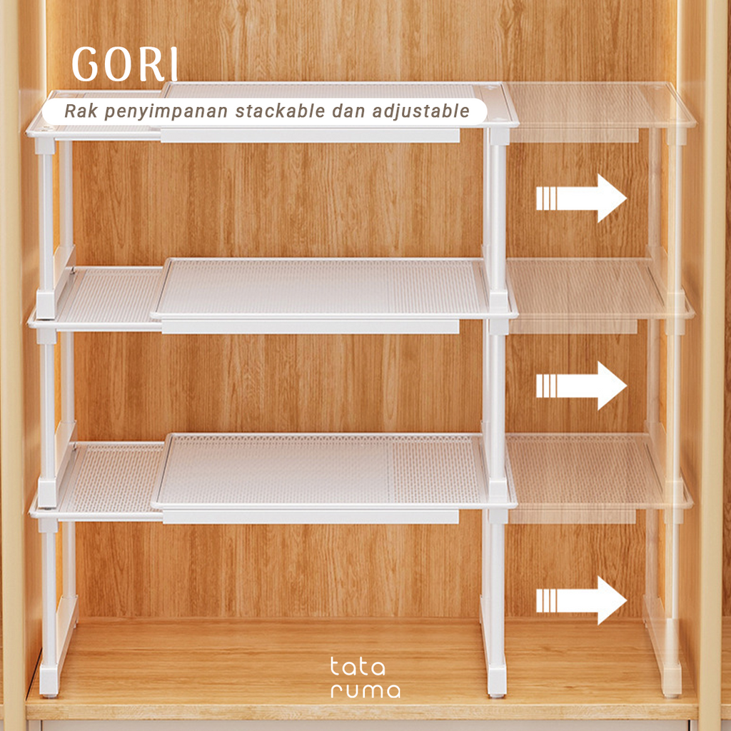 GORI - Rak Sekat Lemari Baju Penyimpanan Serbaguna Partisi Adjustable dan Stackable