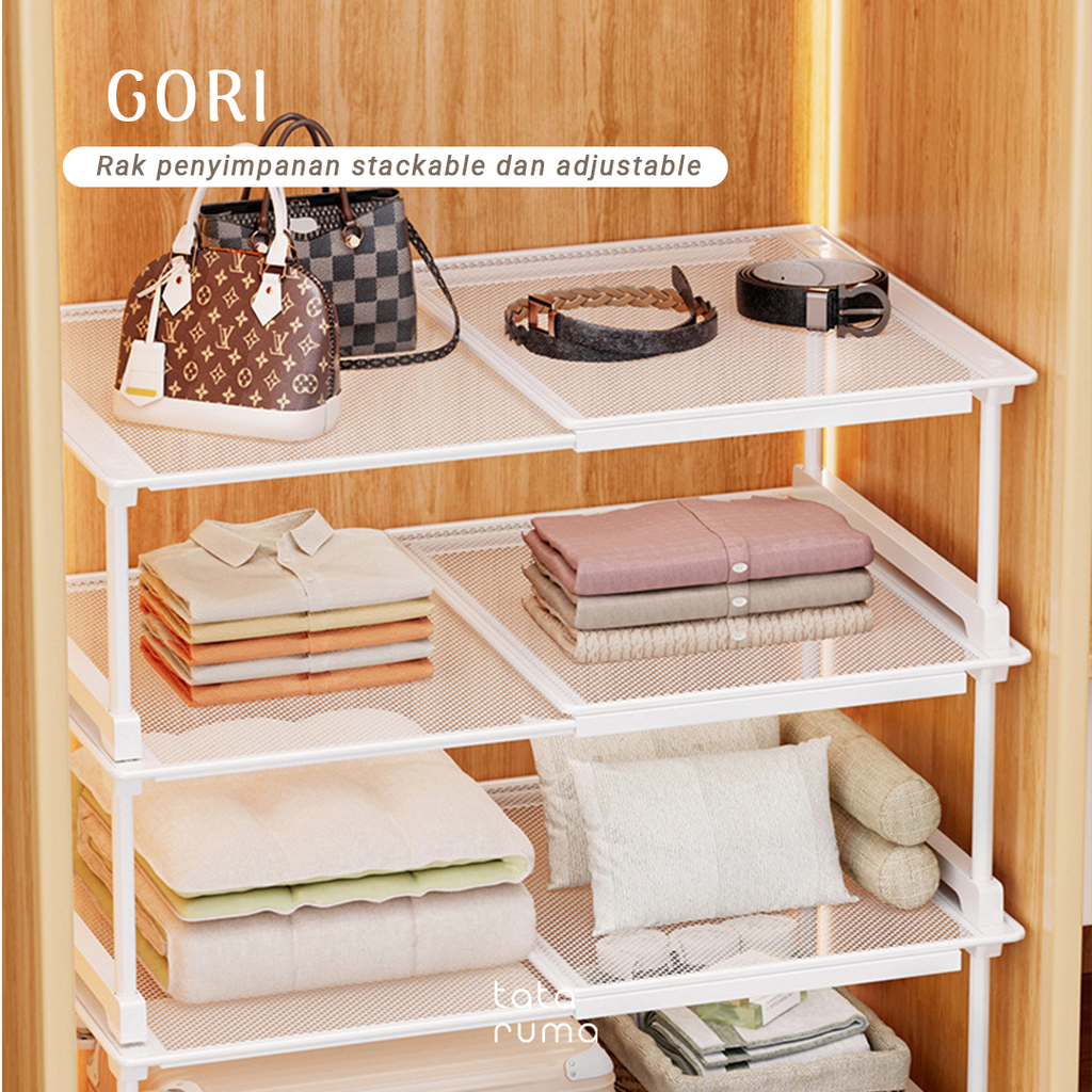 GORI - Rak Sekat Lemari Baju Penyimpanan Serbaguna Partisi Adjustable dan Stackable