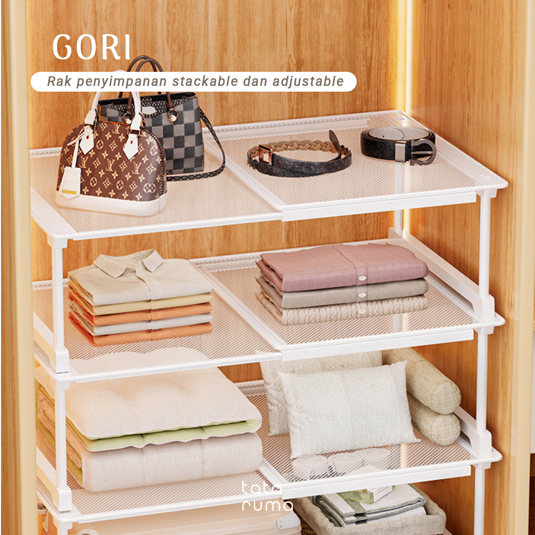GORI - Rak Sekat Lemari Baju Penyimpanan Serbaguna Partisi Adjustable dan Stackable