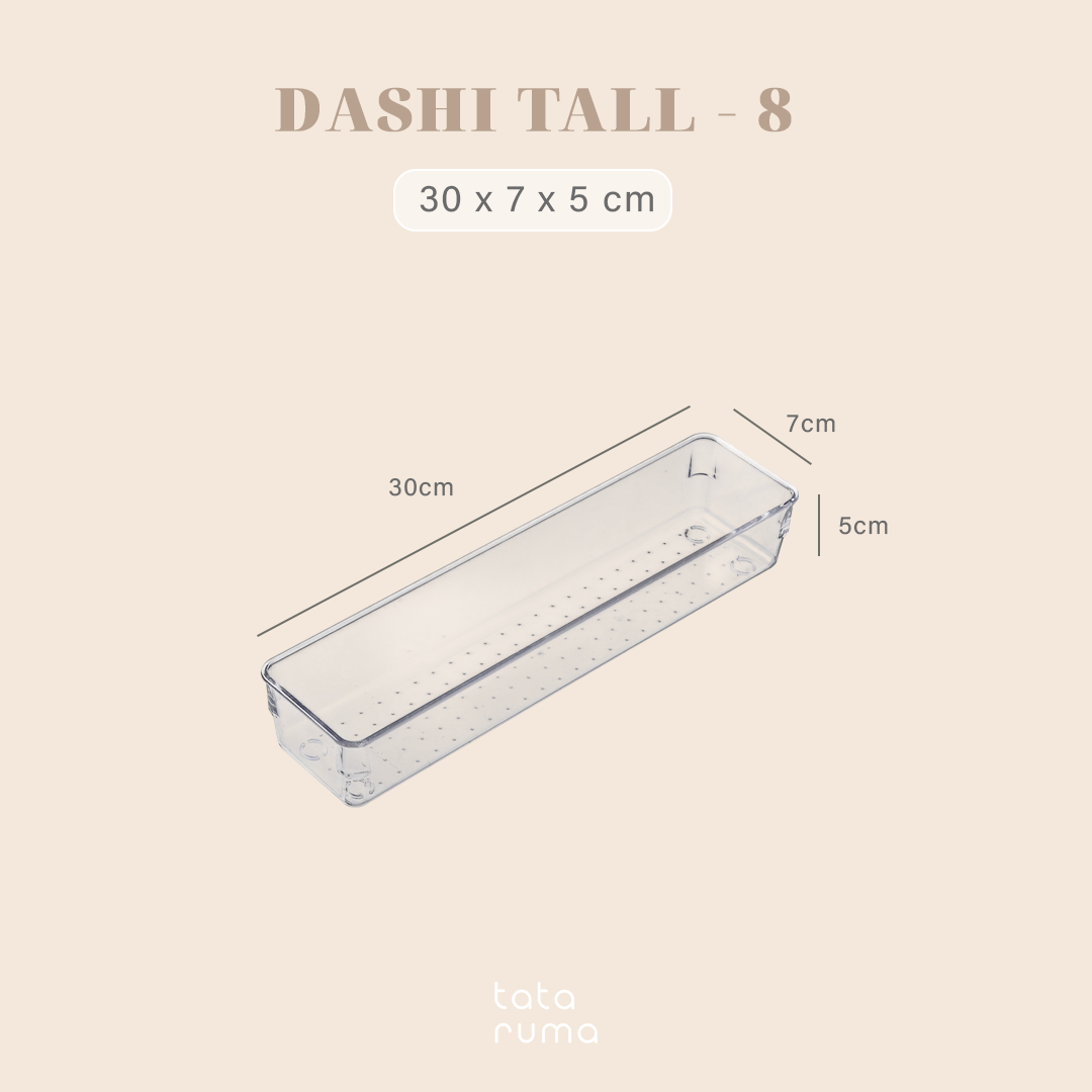 DASHI TALL - Drawer Organizer Transparent Storage Box Kotak Penyimpanan Sekat Divider Pembatas Laci
