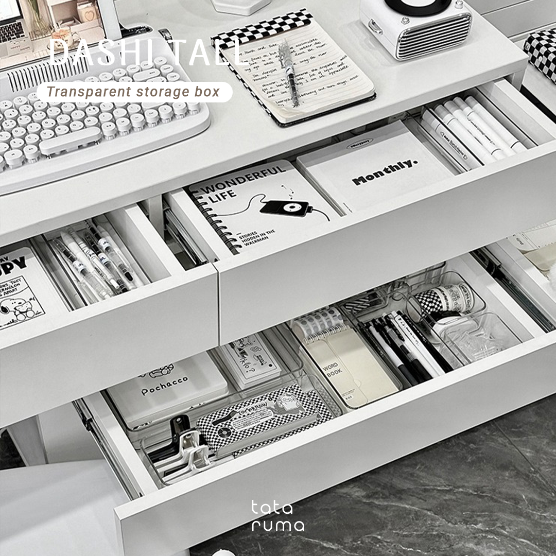 DASHI TALL - Drawer Organizer Transparent Storage Box Kotak Penyimpanan Sekat Divider Pembatas Laci