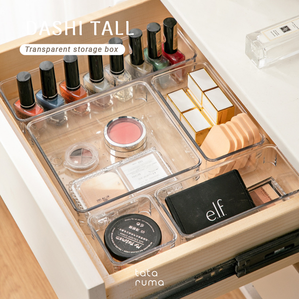 DASHI TALL - Drawer Organizer Transparent Storage Box Kotak Penyimpanan Sekat Divider Pembatas Laci