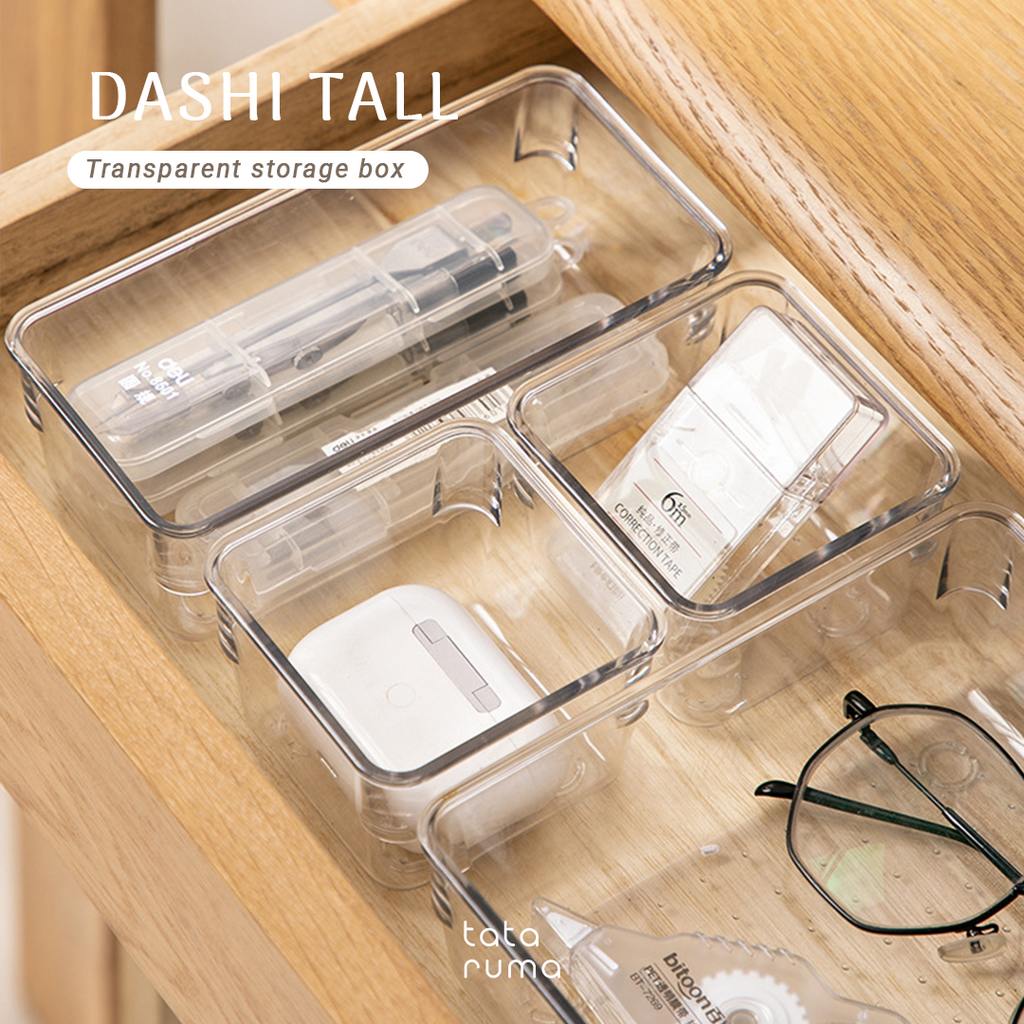 DASHI TALL - Drawer Organizer Transparent Storage Box Kotak Penyimpanan Sekat Divider Pembatas Laci